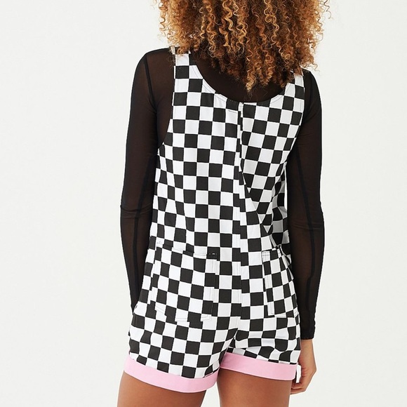New Lazy Oaf Black & White Checkered Romper - Picture 3 of 7